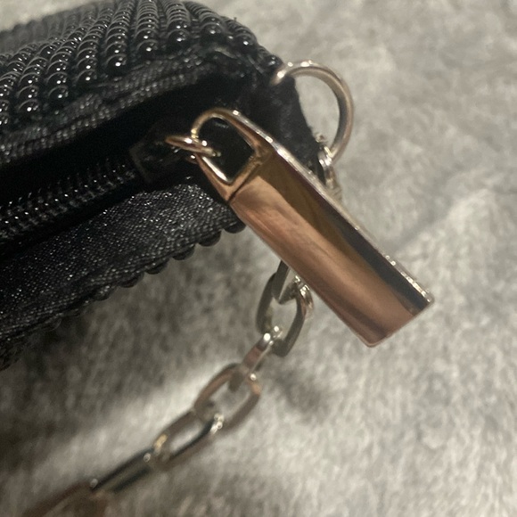 Vintage Black Beaded Evening Bag Silver Chain Zip Closure La Regale EUC - Picture 10 of 11